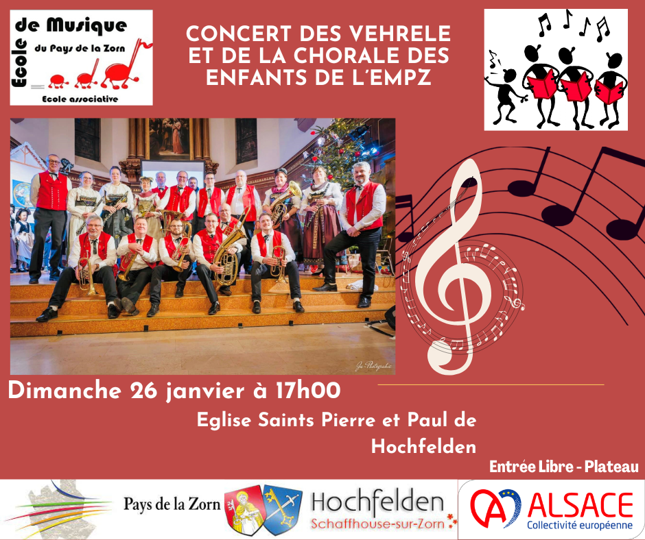 Concert de l'école de Musique du Pays de la Zorn dimanche 26 janvier à 17h