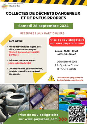 Affiche pour la collecte des déchets dangereux du 28 septembre 2024