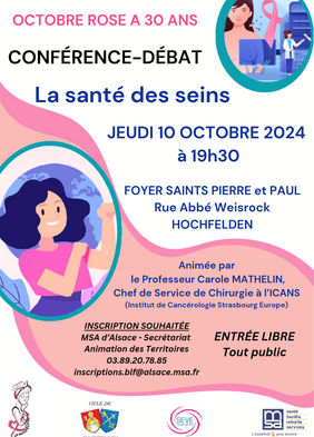 Conférence pour Octobre rose le 10 octobre à 19h30